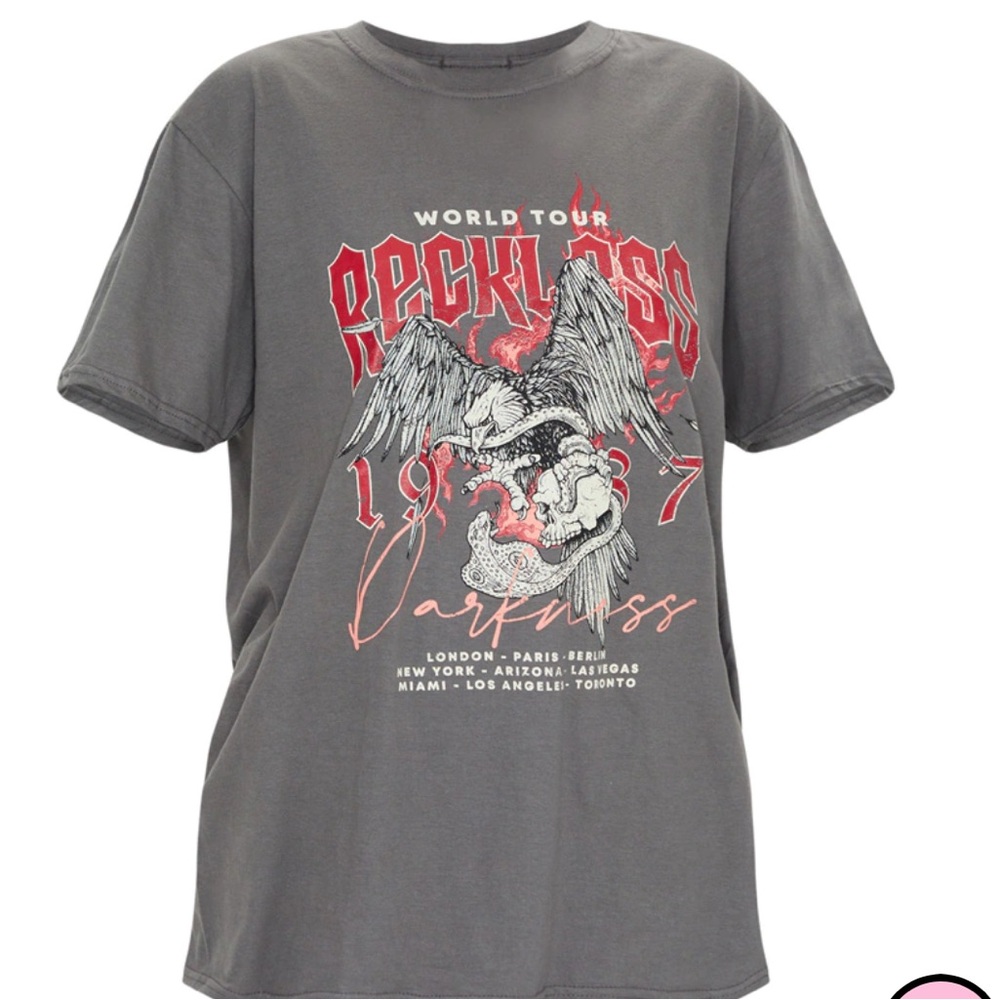PLT Grey World Tour Reckless Printed T Shirt Sz.M